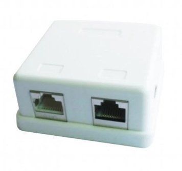 Розетка RJ45 (сетевая), 2-портовая FTP, белая, 5E категория, Cablexpert (NCAC-HS-SMB2) 6259350 фото