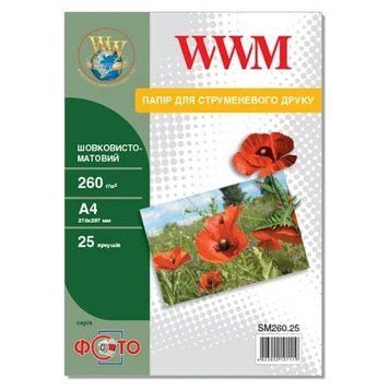 Фотопапір WWM, шовковисто-матовий, A4, 260 г/м&sup2;, 25 арк (SM260.25) 6923820 фото