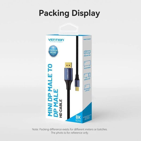 Кабель DisplayPort (M) - mini DisplayPort (M), 2 м, Black, Vention, 8K / 60 Гц, 32.4Gbps (HCFLH) 9394230 фото