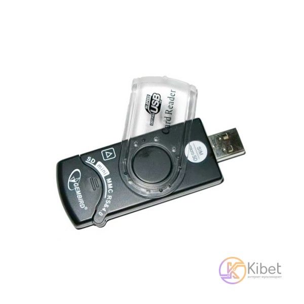 Card Reader внешний Gembird FD2-ALLIN1-C1, USB 2.0, поддержка форматов MS, MS-PR 4856220 фото