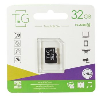 Карта пам'яті microSDHC, 32Gb, T&G, без адаптера (TG-32GBSD10U3-00) 6078600 фото