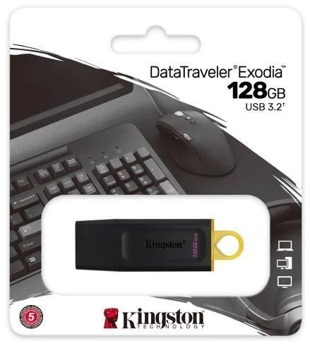 Флеш накопитель USB 128Gb Kingston DataTraveler Exodia, Black/Yellow, USB 3.2 Gen 1 (DTX/128GB) 6397020 фото