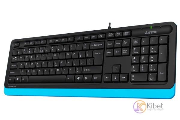 Клавиатура A4tech Fstyler FK10, Sleek MMedia Comfort, USB, Black+Blue, (US+Ukrai 5281260 фото