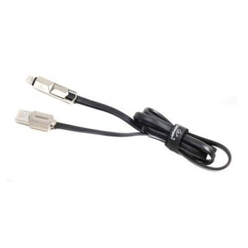 Кабель USB - Lightning + micro USB 1 м Cablexpert Black, 2.4А, плоский (CCPB-ML-USB-05BK) 4908660 фото