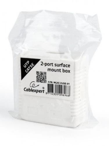 Розетка RJ45 (мережева), 2-портова UTP, біла, 5E категорія, Cablexpert (NCAC-2U5E-01) 6259380 фото