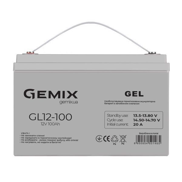 Акумуляторна батарея Gemix, 12V, 100 Агод, GEL, T16 (GL12-100) 9028710 фото
