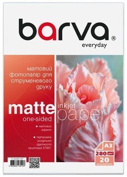 Фотобумага Barva, матовая, A3, 280 г/м&sup2;, 20 л, серия "Everyday" (IP-AE280-447) 9620610 фото