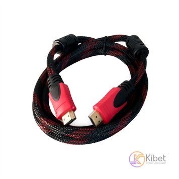 Кабель HDMI - HDMI 1.5 м Extradigital Black/Red, V2.0, позолочені конектори, феритові кільця, ПВХ сітка (KBH1745) 5920050 фото