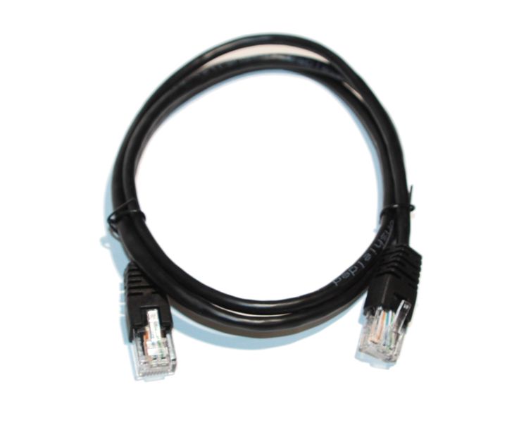 Патч-корд 1 м, UTP, Black, Cablexpert, литой, RJ45, кат.5е (PP12-1M/BK) 4630620 фото