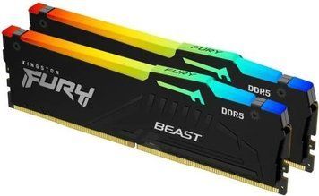 Пам'ять 32Gb x 2 (64Gb Kit) DDR5, 5600 MHz, Kingston Fury Beast RGB, White (KF556C40BWAK2-64) 8355360 фото