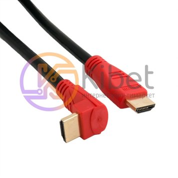 Кабель HDMI - HDMI 1.5 м Extradigital Black Red, V2.0, угловой коннектор, позоло 4779300 фото