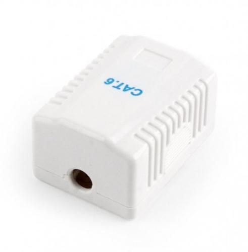 Розетка RJ45 (мережна), 1-портова UTP, біла, 6E категорія, Cablexpert (NCAC-1U6-01) 6259500 фото