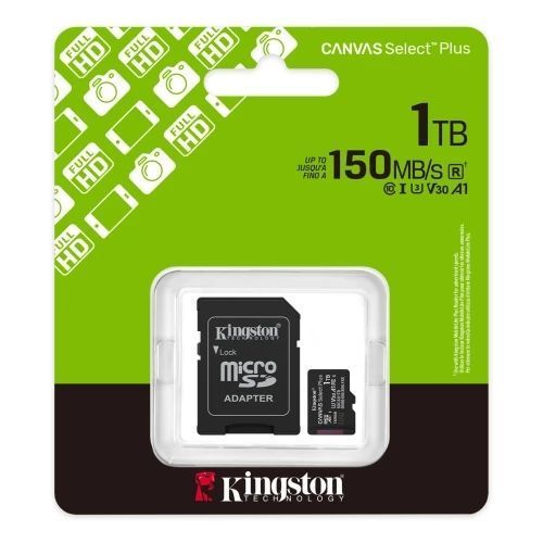 Карта пам'яті microSDXC, 1Tb, Kingston Canvas Select Plus, SD адаптер (SDCS3/1TB) 9394320 фото