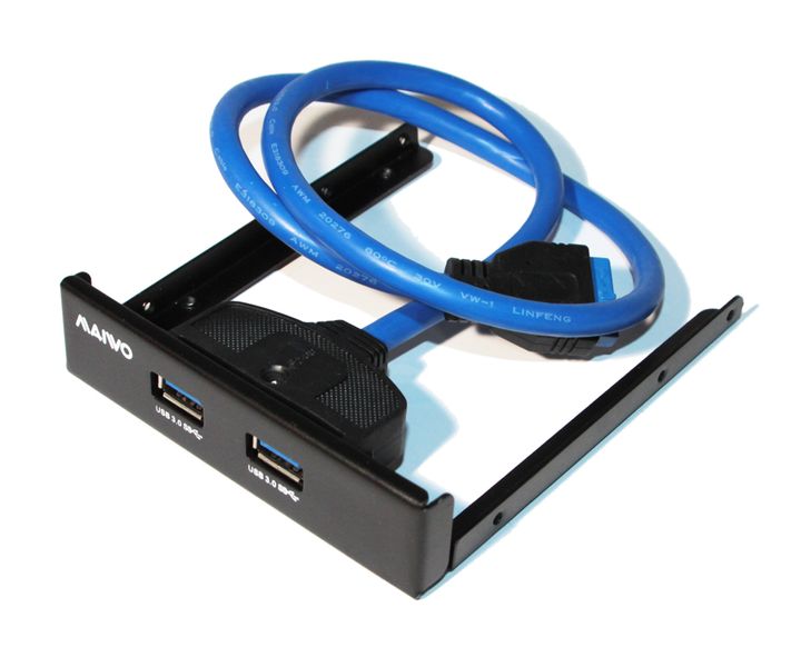 Концентратор внутрішній USB 3.0 Maiwo KC010 передня панель 3,5" 2 порти USB 3.0 чорний 4605090 фото