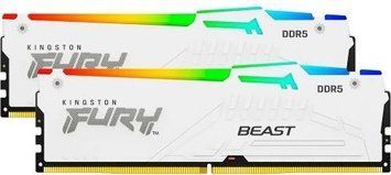Пам'ять 16Gb x 2 (32Gb Kit) DDR5, 5600 MHz, Kingston Fury Beast RGB, White (KF556C40BWAK2-32) 8355660 фото