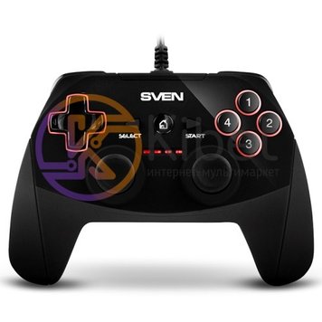 Геймпад Sven GC-250, Black, USB, вибрация, для PC PS3, 2 аналоговых стика, 11 кн 4930290 фото