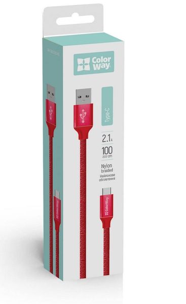 Кабель USB - USB Type-C 1 м ColorWay Red (CW-CBUC003-RD) 5012400 фото