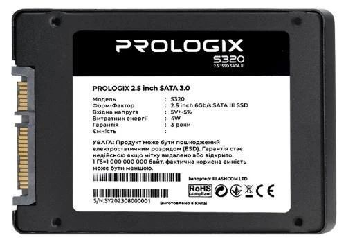 Твердотільний накопичувач SSD 480Gb, ProLogix S320, SATA3, 2.5" (PRO480GS320) 8531430 фото