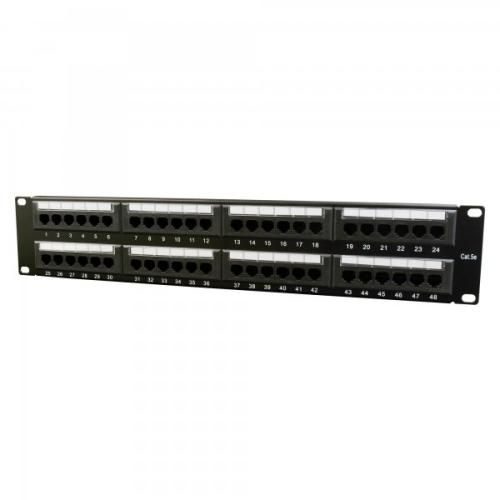 Патч-панель 48 портов, 19", Cablexpert, 2U, Cat.5e, UTP, Black (NPP-C548CM-001) 6243660 фото