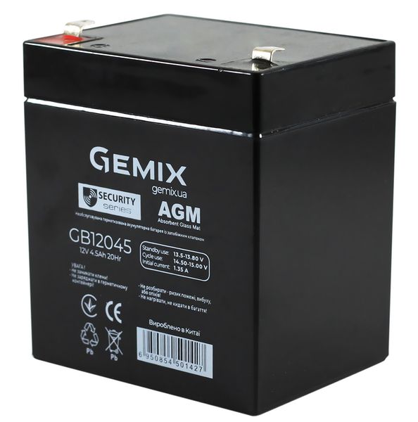 Батарея для ДБЖ 12В 4,5Ач Gemix GB12045 AGM 90х70х101 мм 6667560 фото