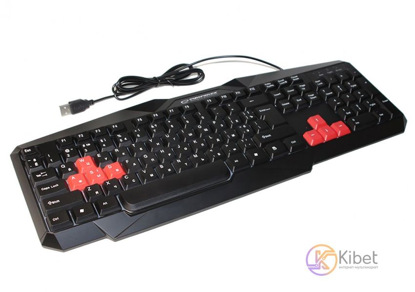 Клавіатура Esperanza Wired EGK201RUA ILLUMINATED Black/ Red, USB (англійська розкладка) 4846260 фото