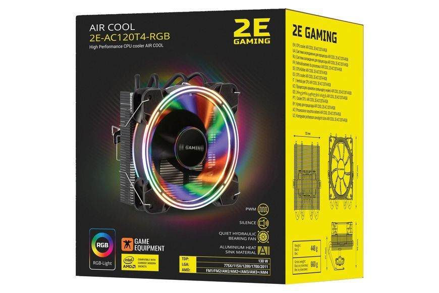 Кулер для процесора 2E Gaming Air Cool AC120T4 ARGB, Black (2E-AC120T4-ARGB) 8920560 фото