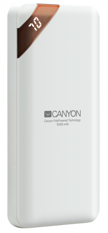 Универсальная мобильная батарея 10000 mAh, Canyon CNE-CPBP10W, White, 2xUSB (5V