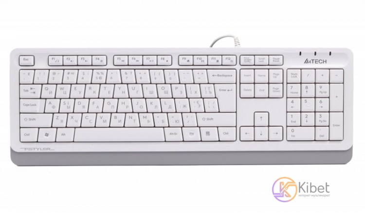 Клавиатура A4tech FKS10 Fstyler Sleek MMedia Comfort, USB, White, (US+Ukrainian+