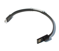 Кабель USB - microUSB, Black, 20 см, в виде браслета на руку