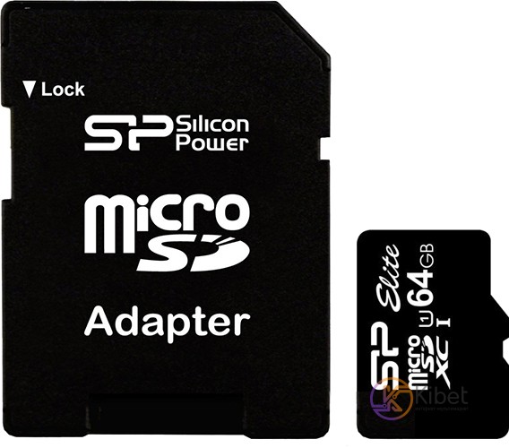 Карта памяти Silicon Power microSDXC 64 GB Class 10 UHS-I Elite + adapter (SP064