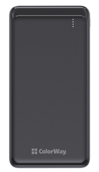 Универсальная мобильная батарея 10000 mAh, ColorWay, Black, Quick Charge 3.0, 2x