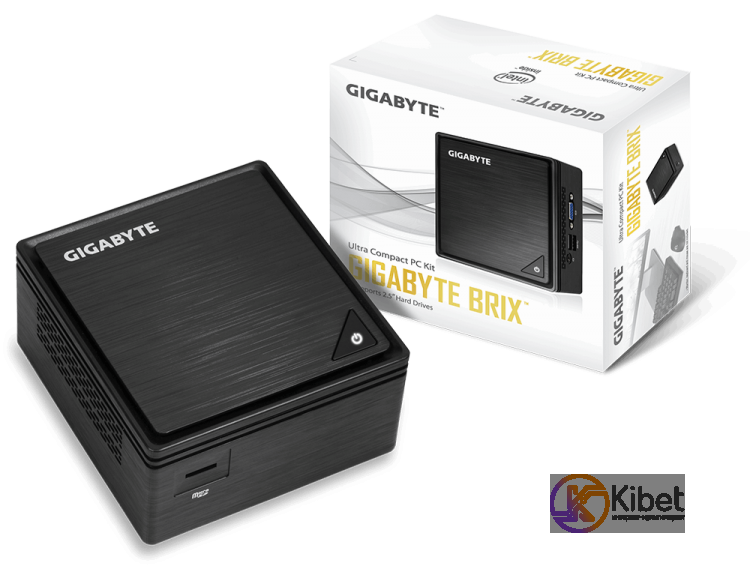 Неттоп Gigabyte Brix GB-BPCE-3455, Black, Celeron J3455 (4x2.3 GHz), 2xDDR3 SO-D