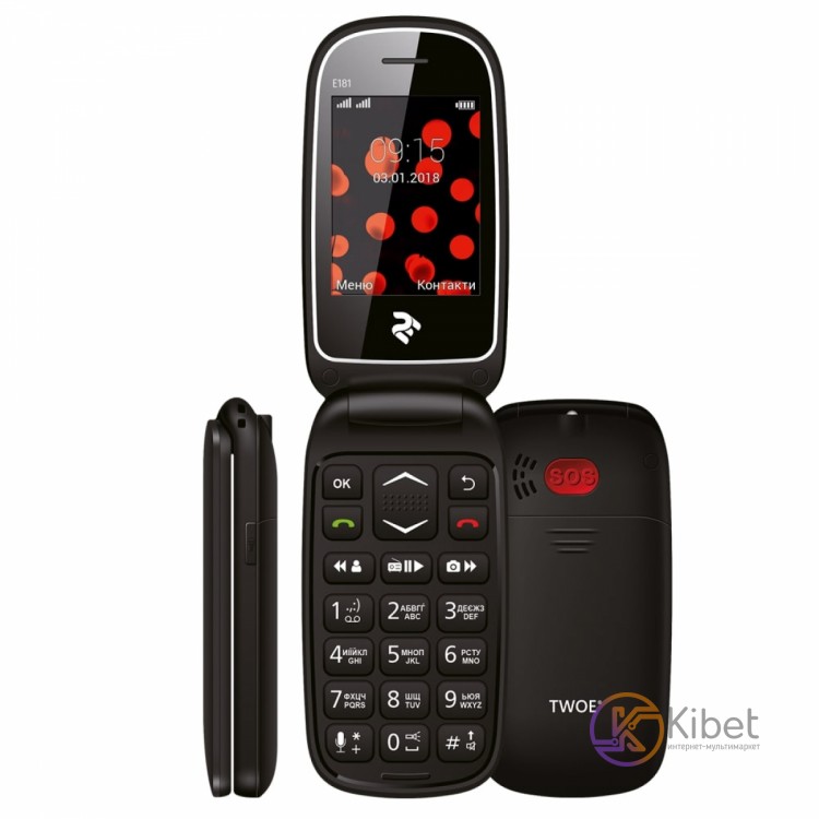 Мобильный телефон 2E E181, Black, Dual Sim (Mini-SIM), 2G, 2.4'' (TN, 240x320, 6