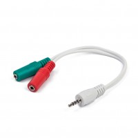 Переходник звуковой Cablexpert 3.5мм 4-pin М F 3.5 мм + микрофон 'мама', белый 0