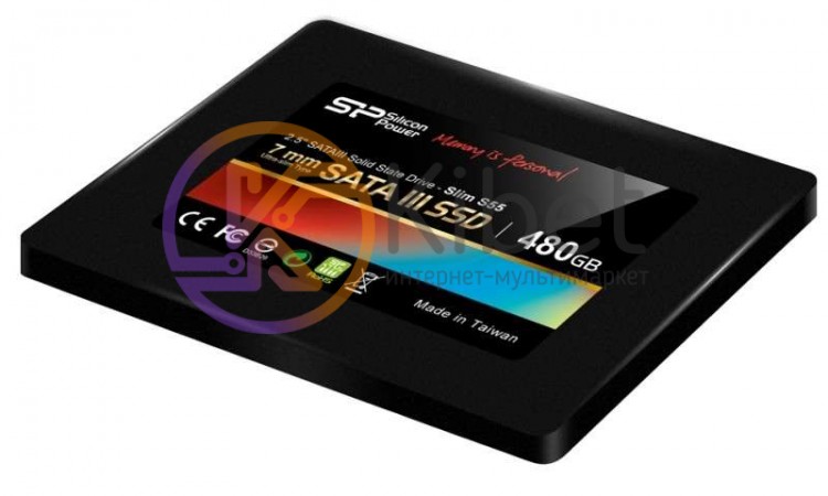 Твердотельный накопитель 480Gb, Silicon Power Slim S55, SATA3, 2.5', TLC, 540 48