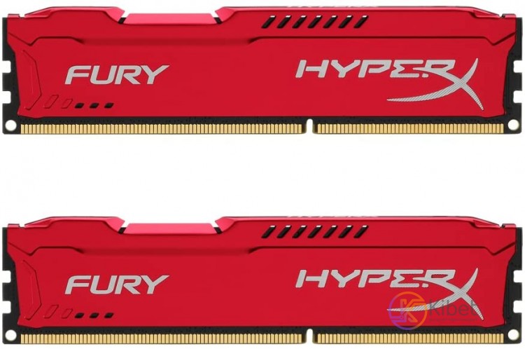 Модуль памяти 8Gb x 2 (16Gb Kit) DDR3, 1600 MHz, Kingston HyperX Fury, Red, 10-1