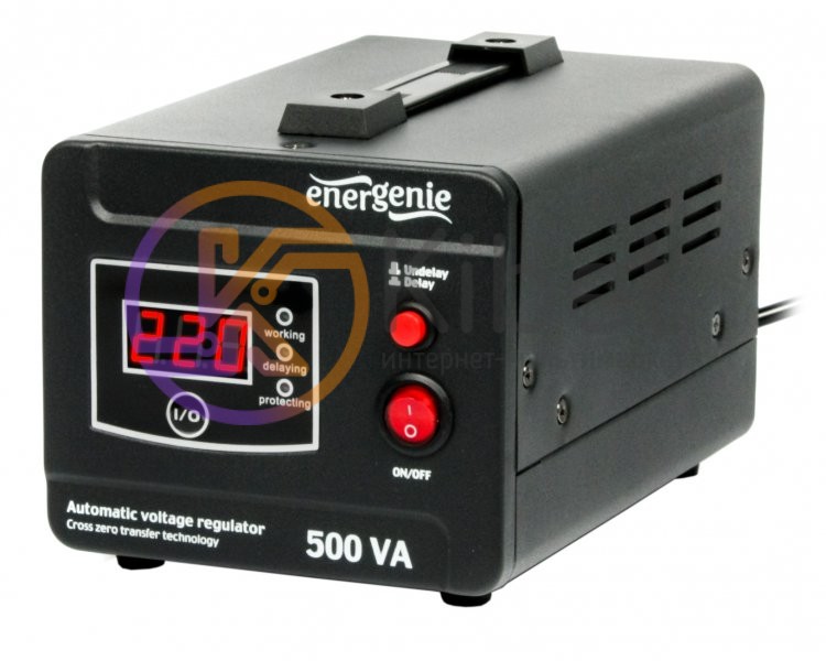 Стабилизатор EnerGenie EG-AVR-D500-01 500VA, 1 розетка (Schuko), 2.7 кг, LCD дис