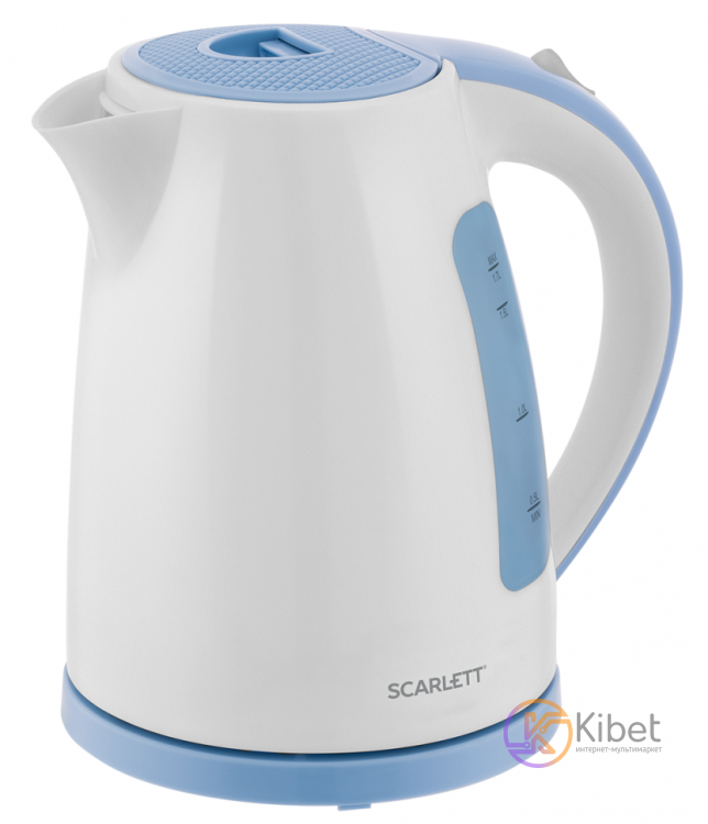 Чайник Scarlett SC-EK18P60, White Blue, 2200W, 1.7 л, дисковый, индикатор работы