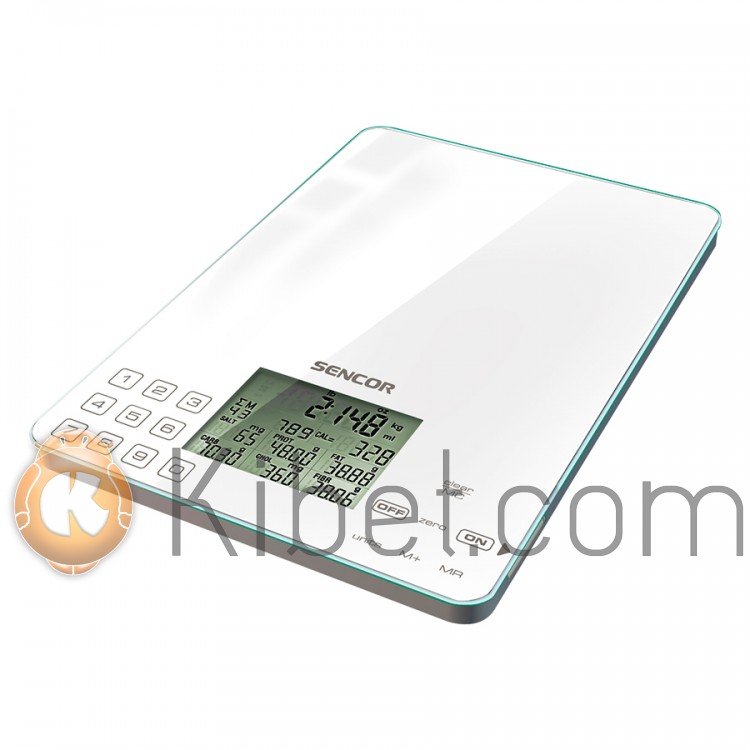 Весы кухонные Sencor SKS 6000 White, электронные, градация 1g, максимальный вес