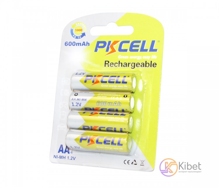 Аккумулятор AA, 600 mAh, PKCELL, 4 шт, 1.2V, Rechargeable, Blister (545558)
