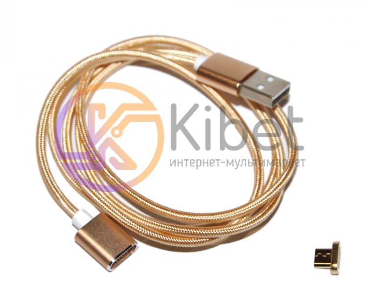 Кабель USB - micro USB 1.2 м Gold, магнитный, индикатор заряда