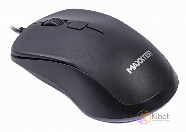 Мышь Maxxter Mc-3B01, Black, USB, оптическая, 1000 dpi, 4 кнопки, 1.8 м