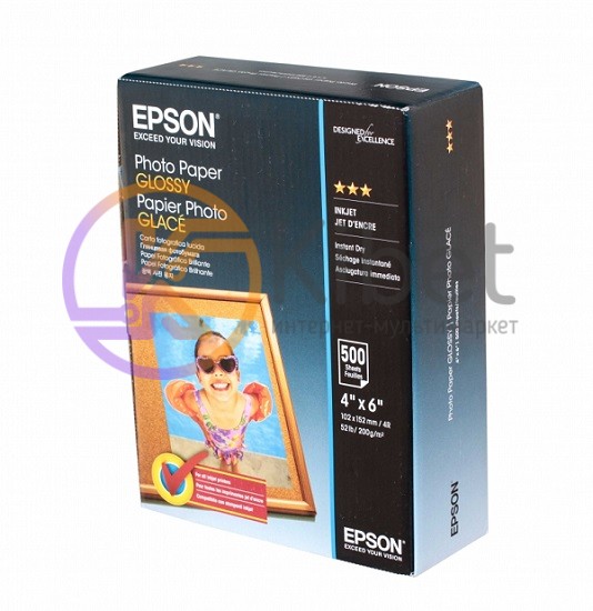 Фотобумага Epson, глянцевая, A6 (10x15), 200 г м?, 500 л (C13S042549)