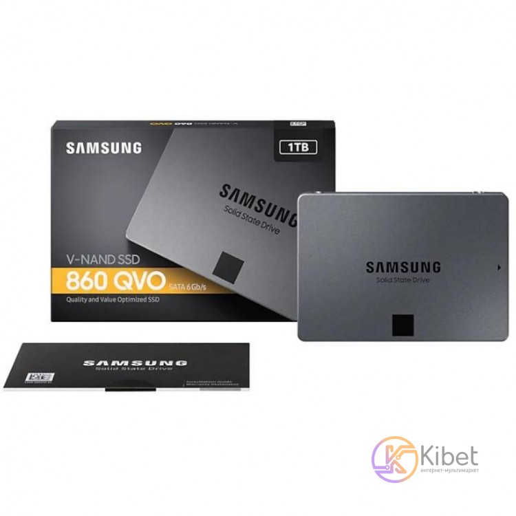 Твердотельный накопитель 1Tb, Samsung 860 QVO, SATA3, 2.5', 3D QLC, 550 520 MB s