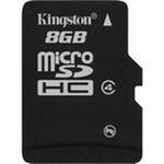 Карта памяти microSDHC, 8Gb, Class4, Kingston, без адаптера (SDC4 8GBSP)