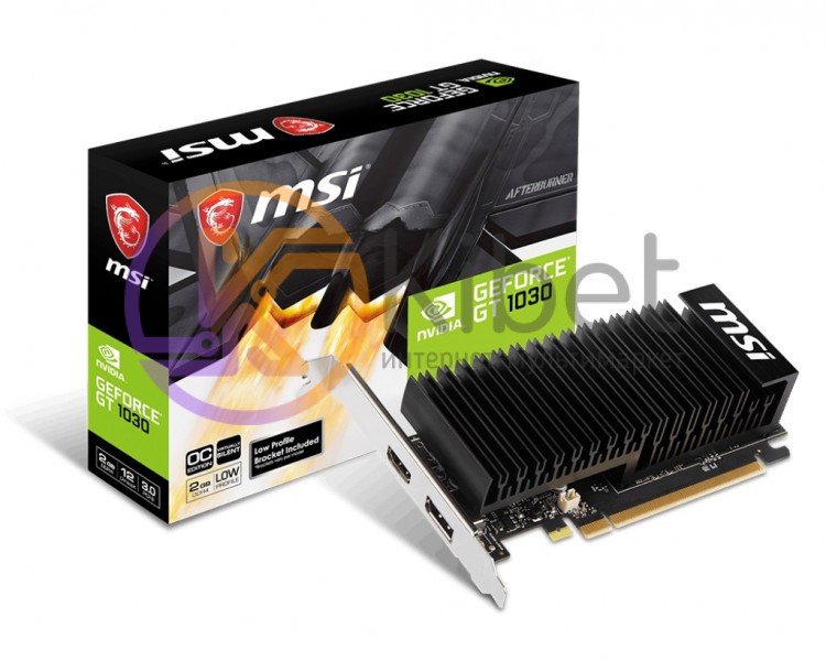 Видеокарта GeForce GT1030, MSI, OC, 2Gb GDDR4, 64-bit, HDMI DP, 1430 2100 MHz, L