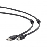 Кабель USB 2.0 - 3.0м AM BM Cablexpert 2 феррит. фильтра, черный CCF2-USB2-AMBM-