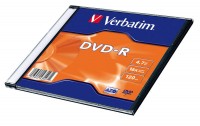 Диск DVD-R Slim Verbatim, 4.7Gb, 16x, Matt Silver (43547)