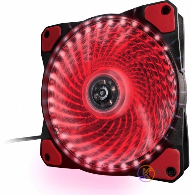 Вентилятор 120 мм, Frime 'Iris', Black, 120х120х25 мм, Red LED подсветка (33 LED