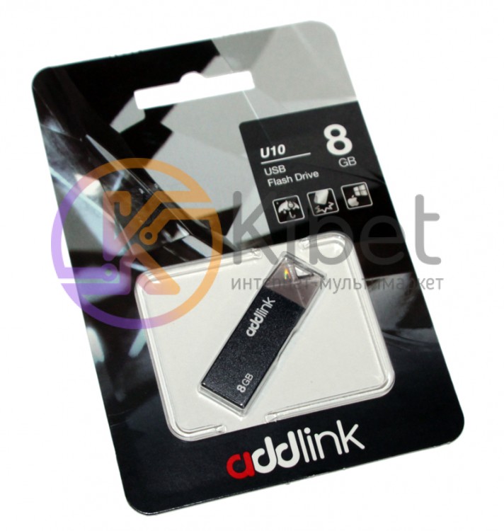 USB Флеш накопитель 8Gb AddLink U10 Grey AD08GBU10G2